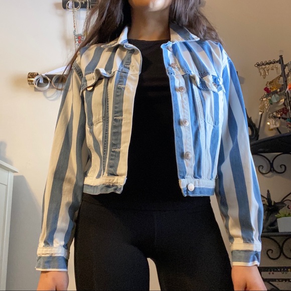 Forever 21 striped jean jacket - Picture 3 of 4